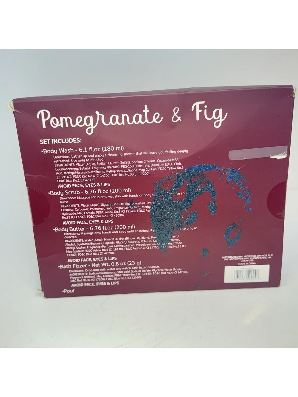 Pomegranate & Fig 5 Piece Bath Body Gift Set Wash Scrub Butter NEW Sealed